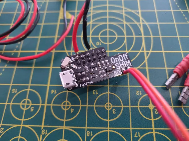 Wiring up the RaspberryPi On/Off shim that will be an externally mounted On/Off button.