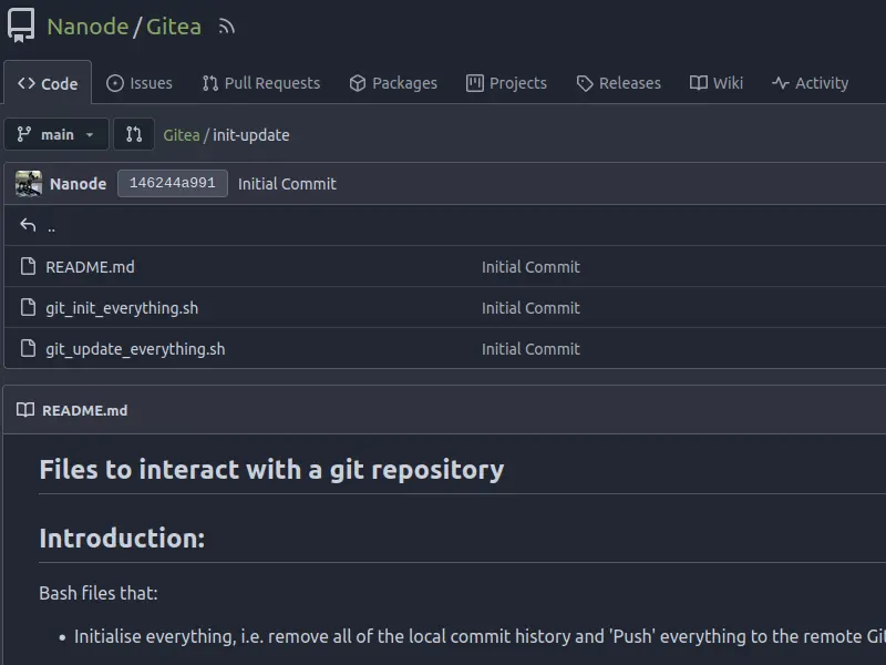 A screenshot of a Gitea repository. The layout will be familiar to anyone who has used GitHub in the past.